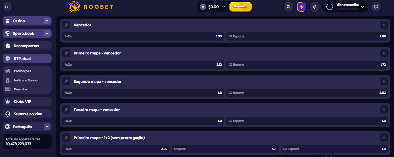 Escolha partida e um mercado