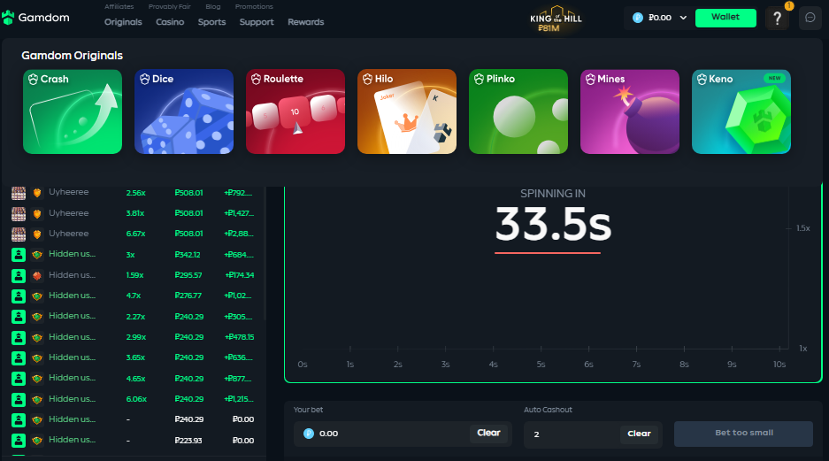 Crash – um dos modos mais populares no Gamdom