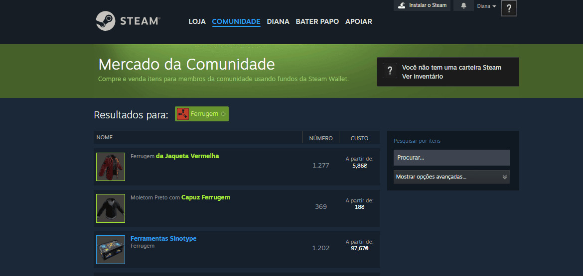 Diferenças entre Mercado Steam